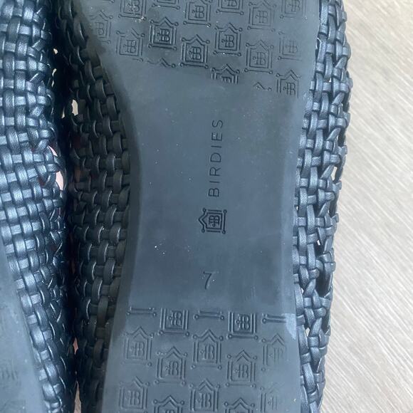 Birdies The Starling Black Woven Flats Comfort Faux Leather Slip On Size 7 - Picture 6 of 7